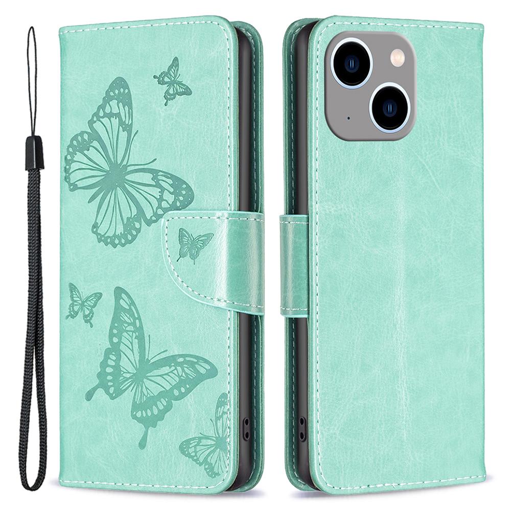 For iPhone 15 Plus Anti-Dust Stand Wallet Phone Flip Case Butterfly Imprinted Leather Cover with Strap Green
For iPhone 15 Plus Anti-Dust Stand Wallet Phone Flip Case Butterfly Imprinted Leather Cover with Strap Green