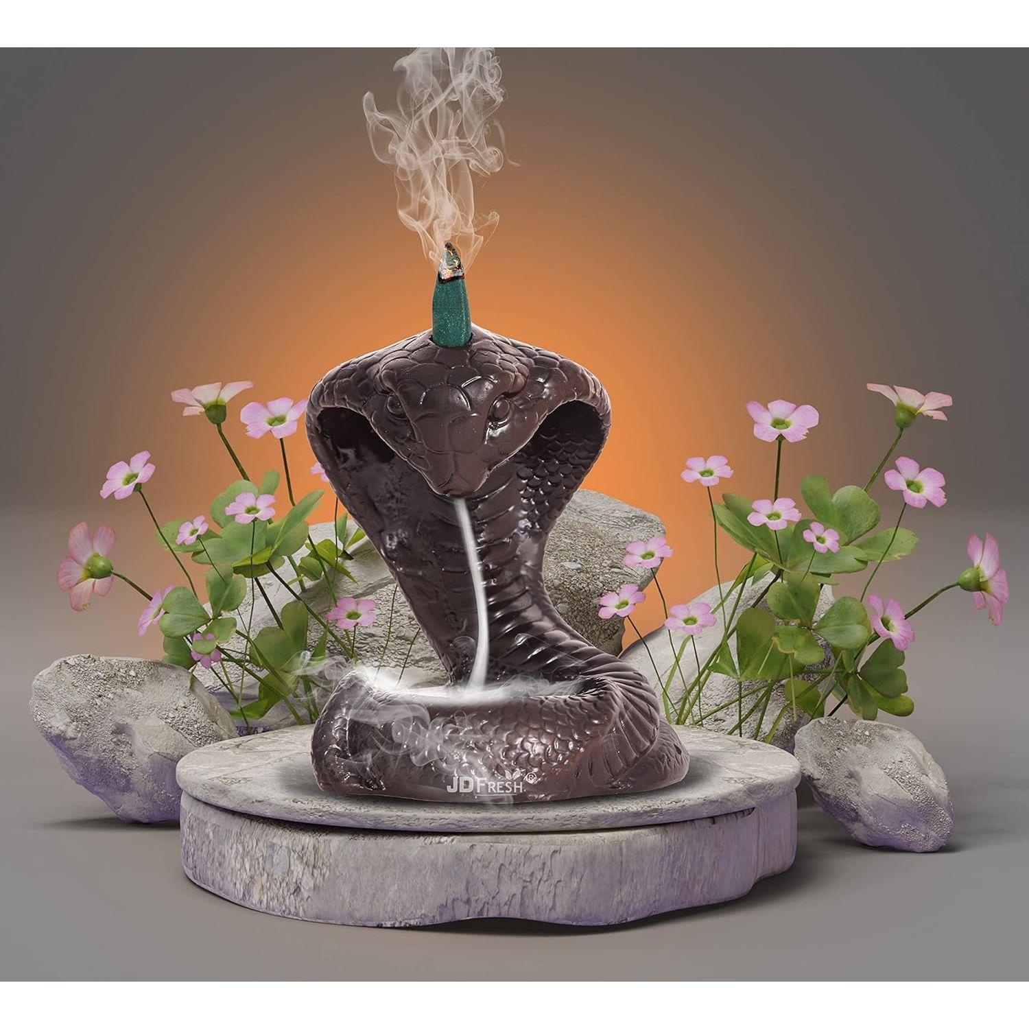 Resin Snake Design Incense Holder/Sheshnag With 30 Black Flow Cones/Smoke Fountain Incense Cone Holder/Incense Cones Burner(Brown)
Resin Snake Design Incense Holder/Sheshnag With 30 Black Flow Cones/Smoke Fountain Incense Cone Holder/Incense Cones Burner(Brown)