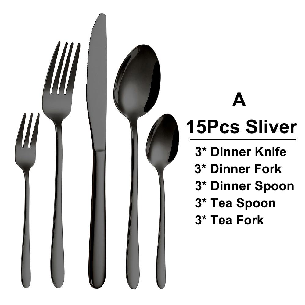 15/20/25/30 шт. черная столовая посуда столовая посуда в западном стиле набор столовых приборов из нержавеющей стали зеркальный нож вилка ложка десертная вилка столовые приборы