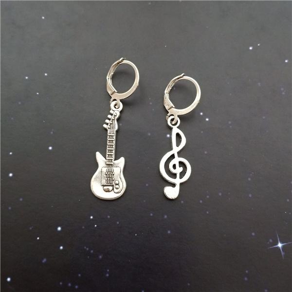 Серьги для гитары и музыкальных нот, минималистичные серьги, небольшой обруч, подарок меломану