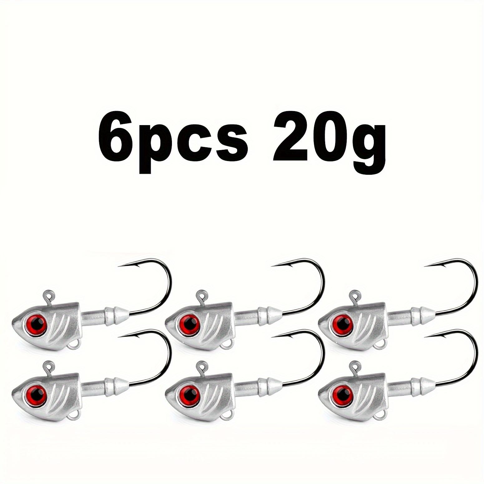 6 шт. светящихся джиг-головок Swimbait с красными глазами - прочный свинец и углеродистая сталь, дальний заброс для ловли окуня в пресной и соленой воде 28g
