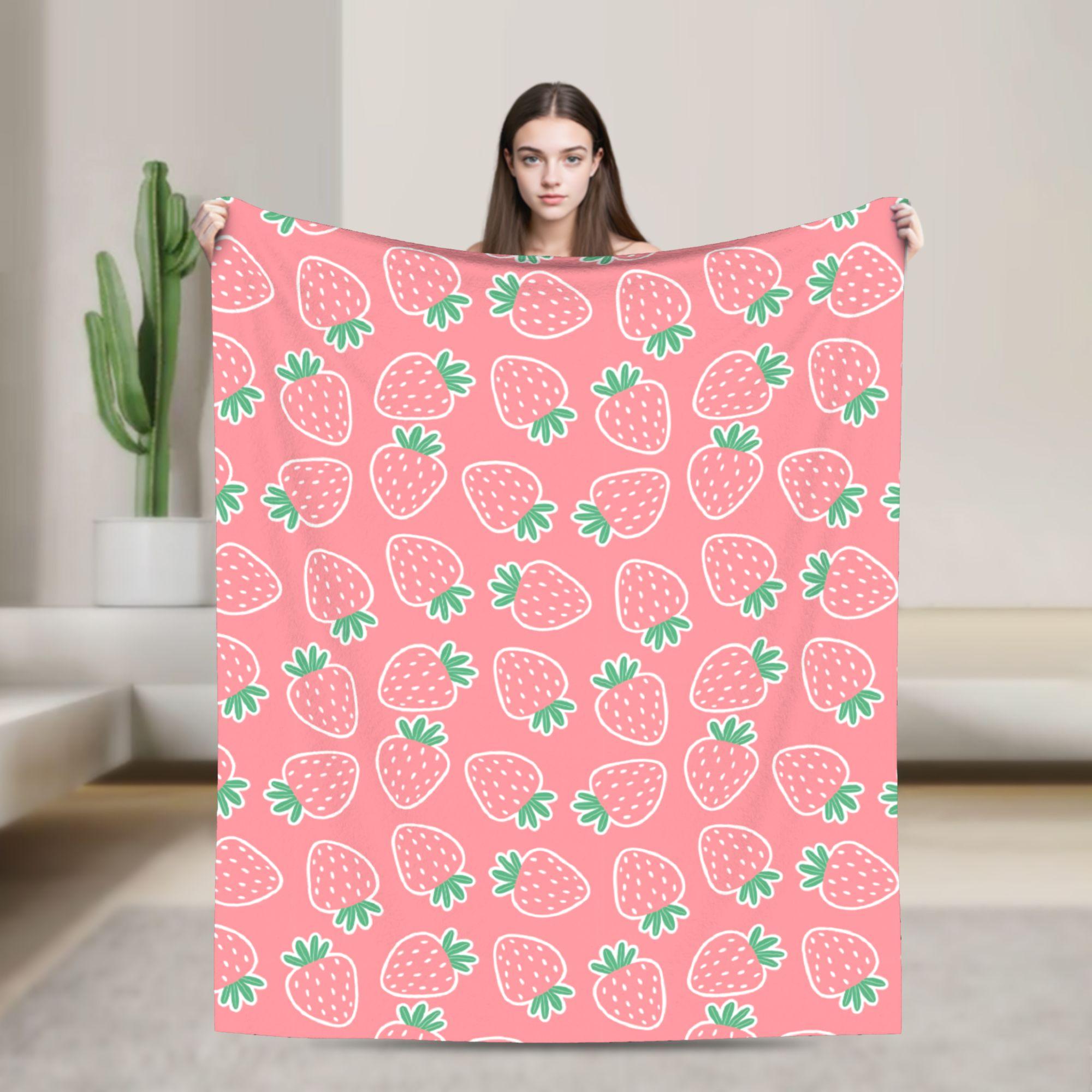 Pink Strawberry Print Blanket Quality Warm Soft Throw Blanket Winter Picnic Outdoor Aesthetic Bedspread 75x90cm
Pink Strawberry Print Blanket Quality Warm Soft Throw Blanket Winter Picnic Outdoor Aesthetic Bedspread 75x90cm