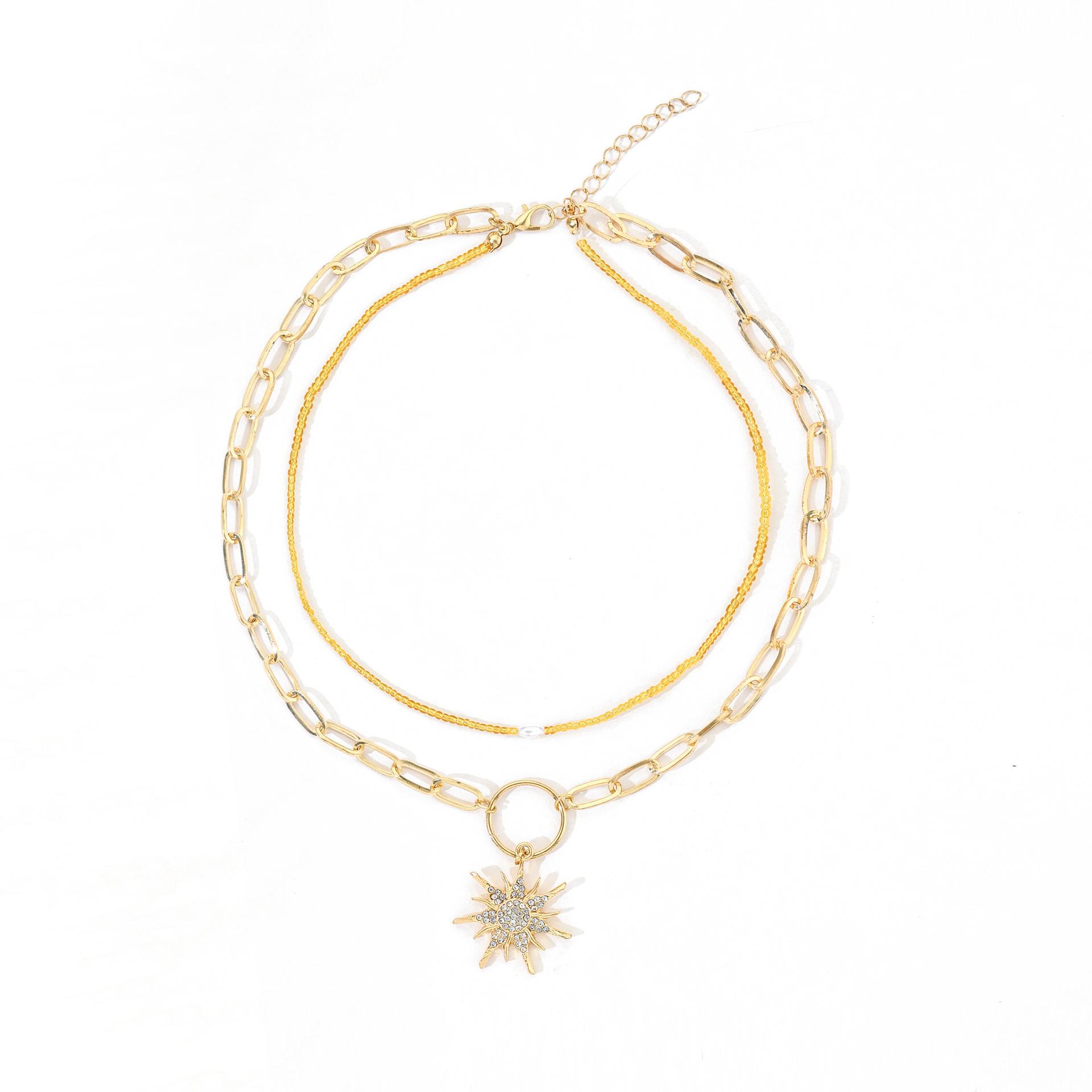 European and American sunflower pendant necklace women s light luxury diamond-encrusted geometric sweet cool beaded collarbone chain
European and American sunflower pendant necklace women s light luxury diamond-encrusted geometric sweet cool beaded collarbone chain