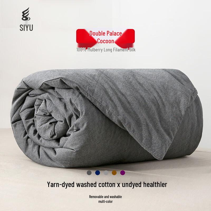 SIYU 100% Mulberry Silk Quilt with Washed Cotton Cover - Dark Grey Set
SIYU 100% Mulberry Silk Quilt with Washed Cotton Cover - Dark Grey Set