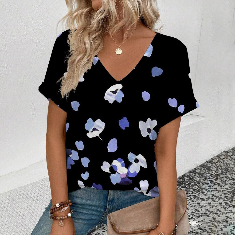 Жіноча футболка великого розміру з коротким рукавом і V-подібним вирізом Футболка з квітковим візерунком Модна повсякденна жіноча елегантна комфортна футболка L
Жіноча футболка великого розміру з коротким рукавом і V-подібним вирізом Футболка з квітковим візерунком Модна повсякденна жіноча елегантна комфортна футболка L