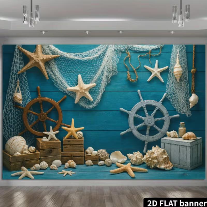 2D Nautical Starfish Seashell Backdrop - Blue Wood Wall Photography Background Banner for Summer Party 47.2x31.5inch/120*80cm
2D Nautical Starfish Seashell Backdrop - Blue Wood Wall Photography Background Banner for Summer Party 47.2x31.5inch/120*80cm
