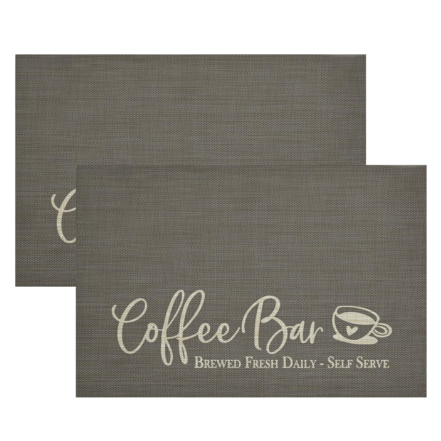 Coffee Bar Mats Set of 2, 12x18 Inch Washable Non-Slip Plastic PVC Vinyl Table Mats for Coffee Machine, Countertops 12 x 18 , Rectangular 2 Pcs
Coffee Bar Mats Set of 2, 12x18 Inch Washable Non-Slip Plastic PVC Vinyl Table Mats for Coffee Machine, Countertops 12 x 18 , Rectangular 2 Pcs