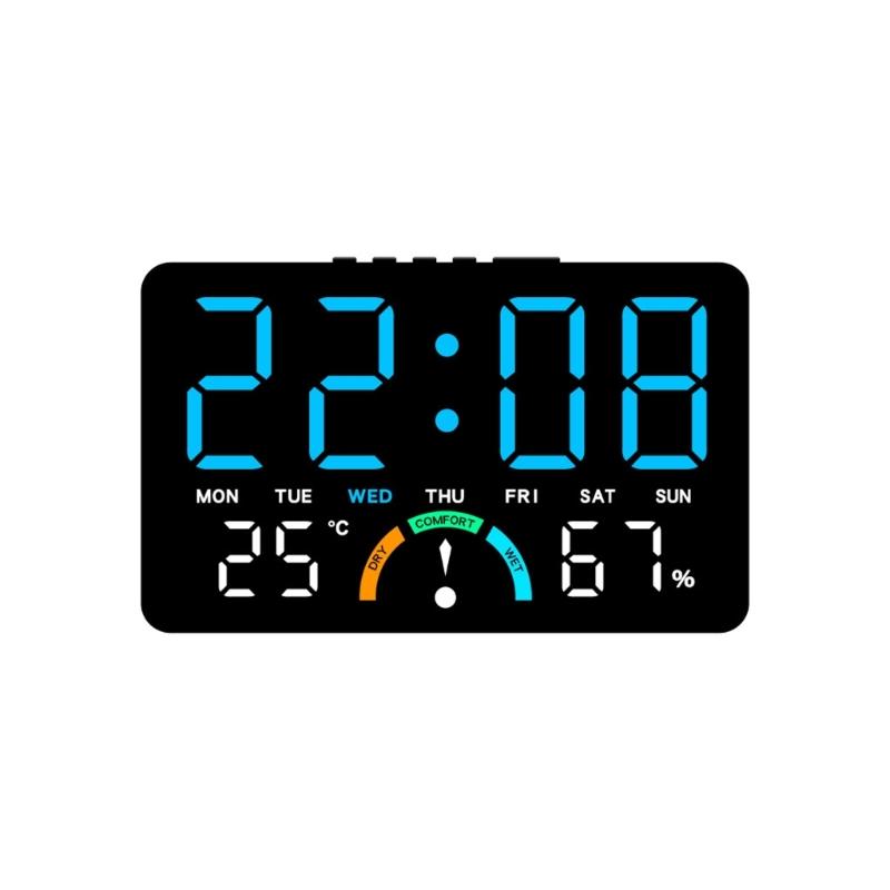 Large LED Digital Alarm Clock With Temperature Humidities Monitor Comfort Display Wall Desk Double Use Quiet Operations
Large LED Digital Alarm Clock With Temperature Humidities Monitor Comfort Display Wall Desk Double Use Quiet Operations