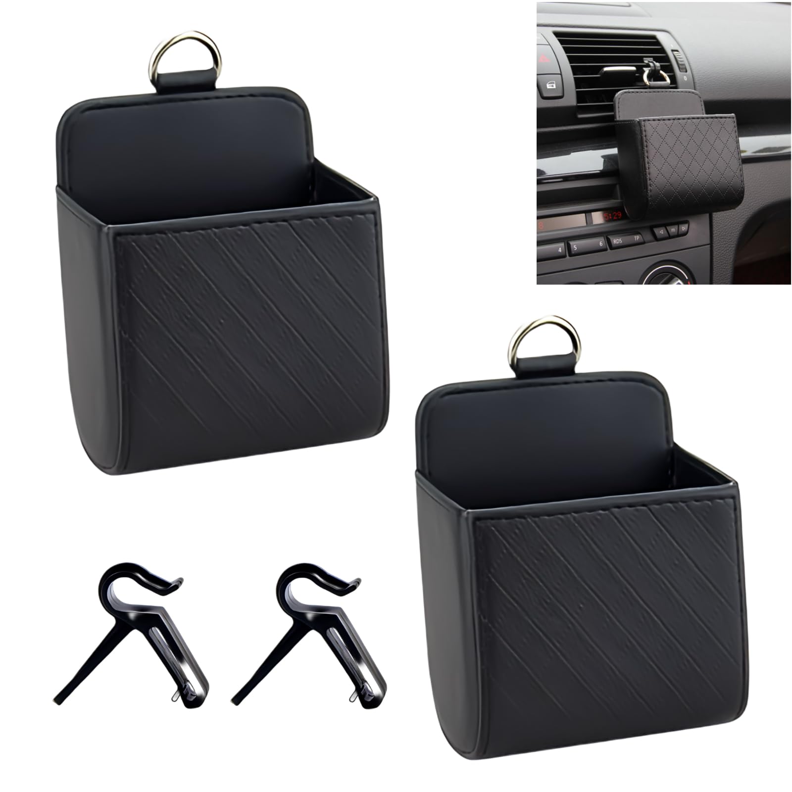 Коробка-аксессуар для автомобиля, Карман для хранения на вентиляционное отверстие кондиционера, ПУ кожа, Набор из 2 штук, Автомобиль чёрный
Коробка-аксессуар для автомобиля, Карман для хранения на вентиляционное отверстие кондиционера, ПУ кожа, Набор из 2 штук, Автомобиль чёрный