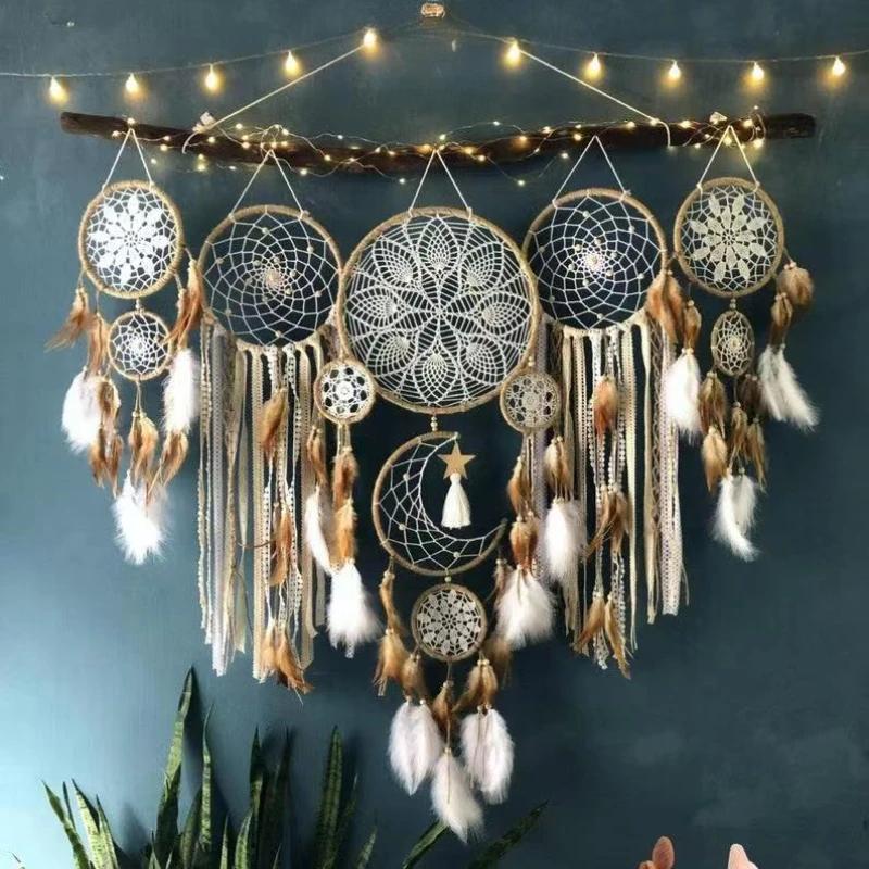 Indian Dream Catcher Wind Chime, Handmade Feather Pendant, Indoor Tassel, Wall Hanging, Wedding Decoration, Kids Room decor 76x65cm
Indian Dream Catcher Wind Chime, Handmade Feather Pendant, Indoor Tassel, Wall Hanging, Wedding Decoration, Kids Room decor 76x65cm
