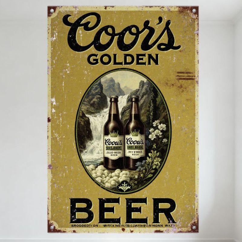 Vintage Coors Golden Beer Metal Tin Sign with Mountain Waterfall Design, Rustic Aged Look, Home Bar Club Decor 20x30cm(7.8x11.8inch)
Vintage Coors Golden Beer Metal Tin Sign with Mountain Waterfall Design, Rustic Aged Look, Home Bar Club Decor 20x30cm(7.8x11.8inch)