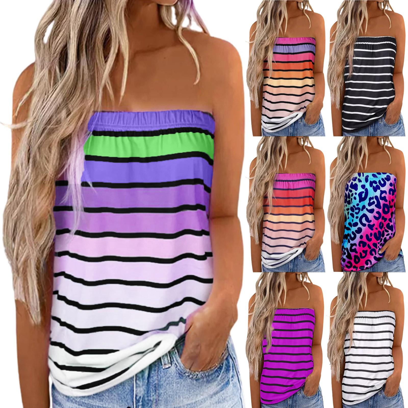 Striped Strapless Tank Casual Sleeveless Summer Vacation Loose Holiday Top Shirt Blouse Women Top
Striped Strapless Tank Casual Sleeveless Summer Vacation Loose Holiday Top Shirt Blouse Women Top