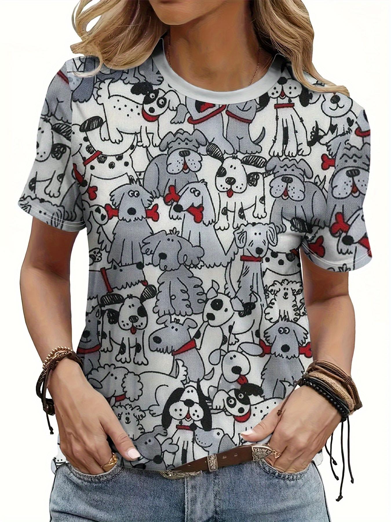 Women s Lightweight Summer T-Shirt Suitable for Pet Lovers - Cute Dog Print Short Sleeve Round Neck Top with Gray ; Red Blouse-Compatible Style (Machi 3XL дубильна кора
Women s Lightweight Summer T-Shirt Suitable for Pet Lovers - Cute Dog Print Short Sleeve Round Neck Top with Gray ; Red Blouse-Compatible Style (Machi 3XL дубильна кора