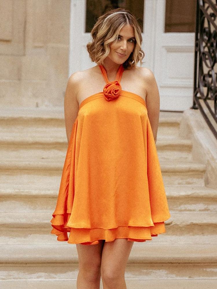 Женские летние мини-платья с цветочным принтом на шее, однотонные, без рукавов, с открытой спиной, с открытыми плечами, женская вечерние пляжная одежда S оранжевый
Женские летние мини-платья с цветочным принтом на шее, однотонные, без рукавов, с открытой спиной, с открытыми плечами, женская вечерние пляжная одежда S оранжевый