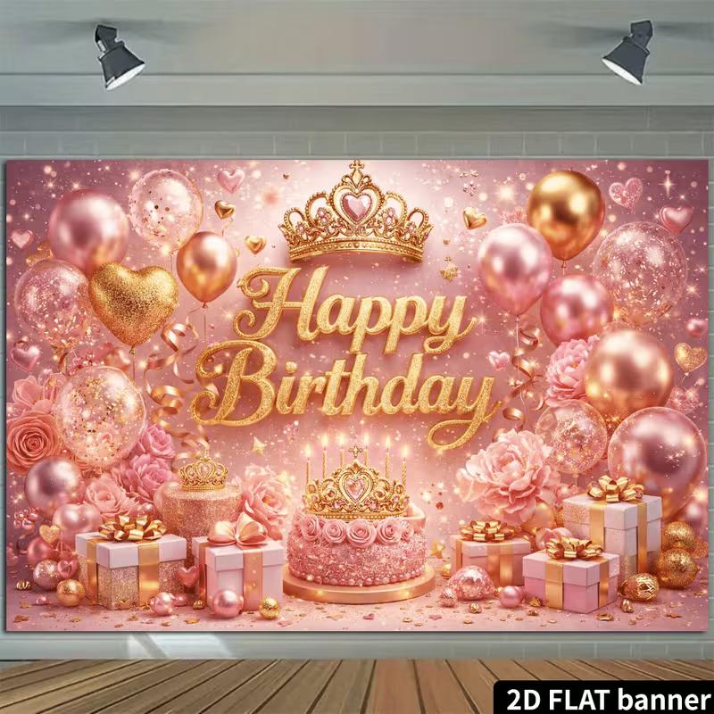 2D Princess Themed Birthday Photo Booth Backdrop with Pink Gold Balloons 47.2x31.5inch/120*80cm
2D Princess Themed Birthday Photo Booth Backdrop with Pink Gold Balloons 47.2x31.5inch/120*80cm
