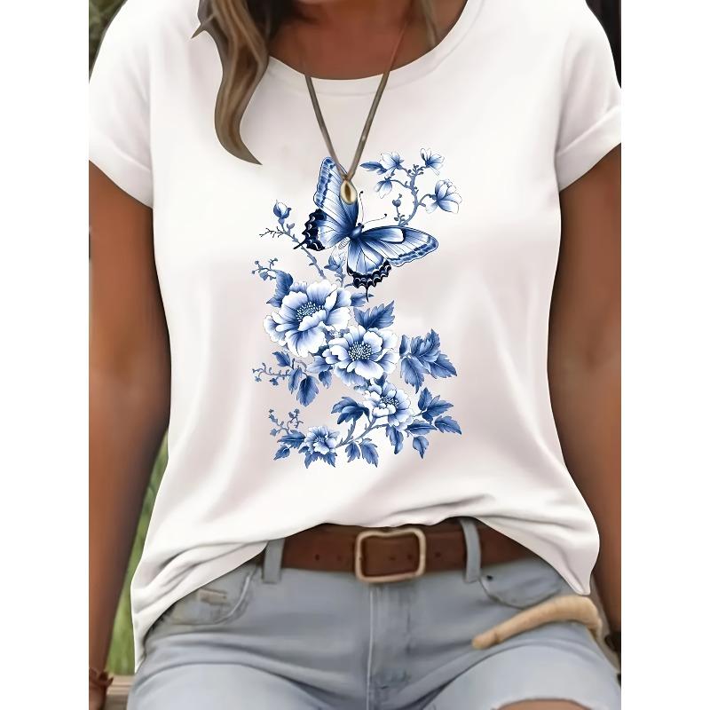 European Size Women S Stretchy Casual T-Shirt Featuring Floral Butterfly Prints - Soft, Comfortable, And Breathable 4XL білий
European Size Women S Stretchy Casual T-Shirt Featuring Floral Butterfly Prints - Soft, Comfortable, And Breathable 4XL білий