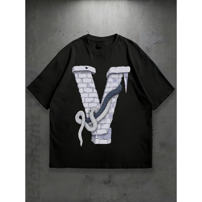 European Size Edgy Snake and Brick Wall Letter V Graphic T-Shirt - Unique Streetwear Style Tee with Stylized Design Featuring Coiling Blue and Snake 4XL чорний
European Size Edgy Snake and Brick Wall Letter V Graphic T-Shirt - Unique Streetwear Style Tee with Stylized Design Featuring Coiling Blue and Snake 4XL чорний