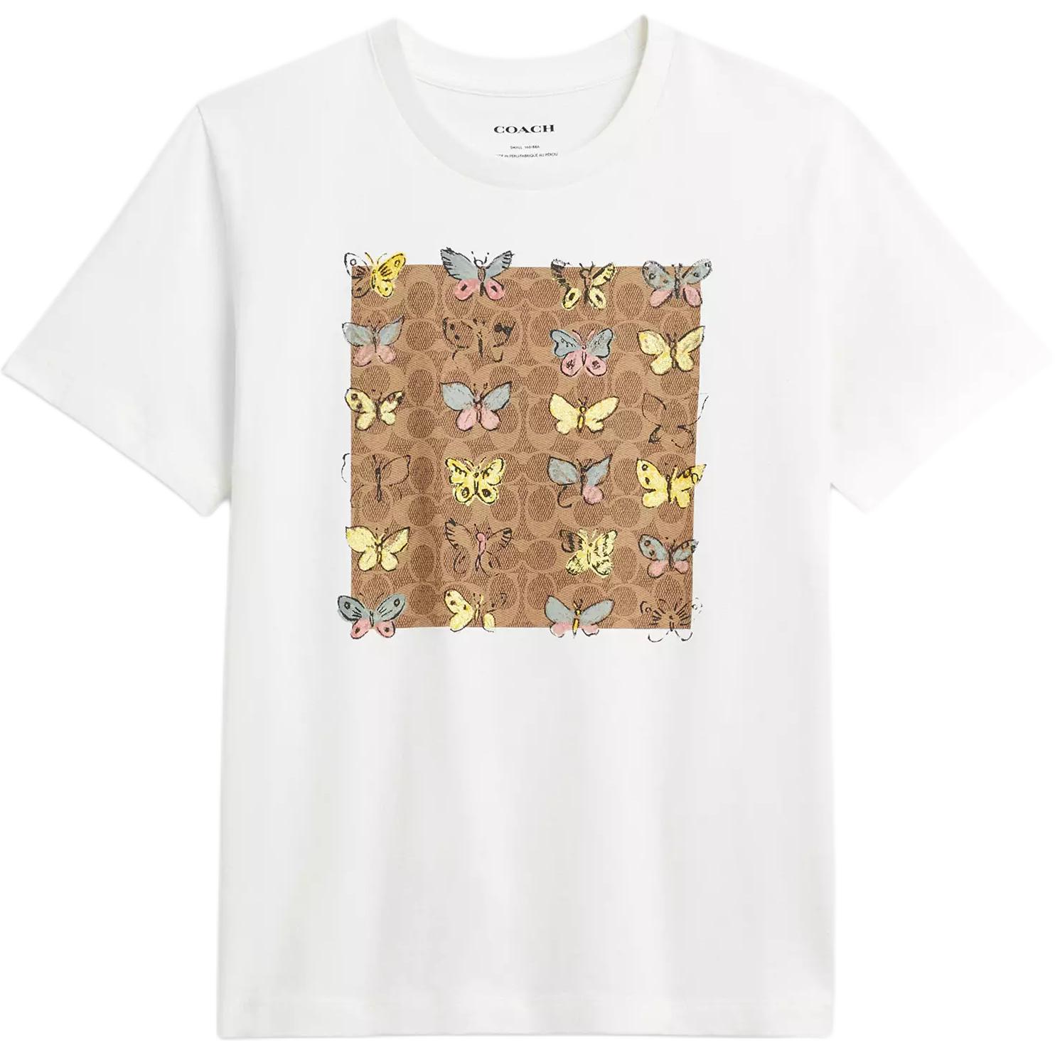 Coach Butterfly Pattern Organic Cotton Crew Neck Short Sleeve T-Shirt Women tops White CAH77-WHT XS
Coach Butterfly Pattern Organic Cotton Crew Neck Short Sleeve T-Shirt Women tops White CAH77-WHT XS