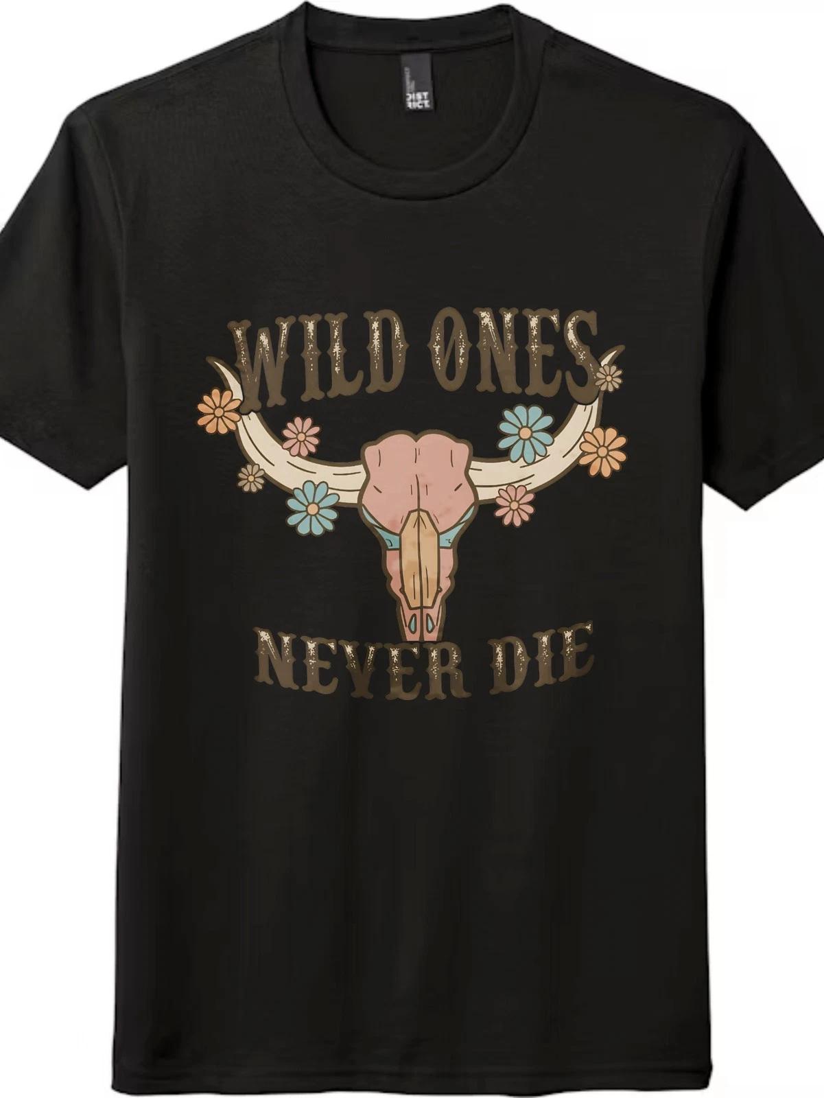 Wild Ones Never Die Western Cow Skull Graphic T-Shirt, Boho Floral Casual Tee L
Wild Ones Never Die Western Cow Skull Graphic T-Shirt, Boho Floral Casual Tee L