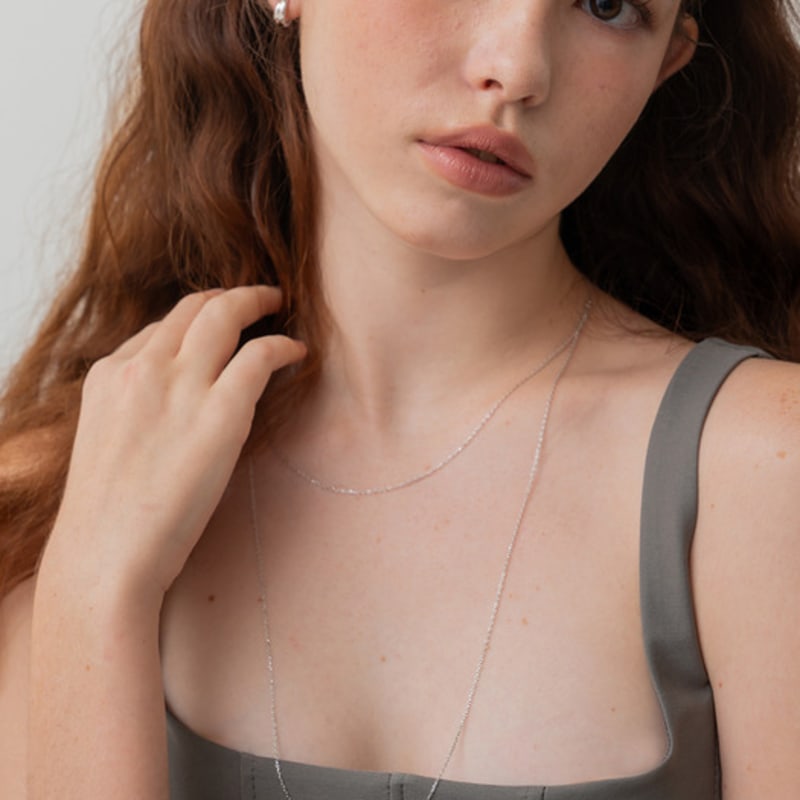 Ssecondo Two line layered silver necklace, Aurora Silver
Ssecondo Two line layered silver necklace, Aurora Silver