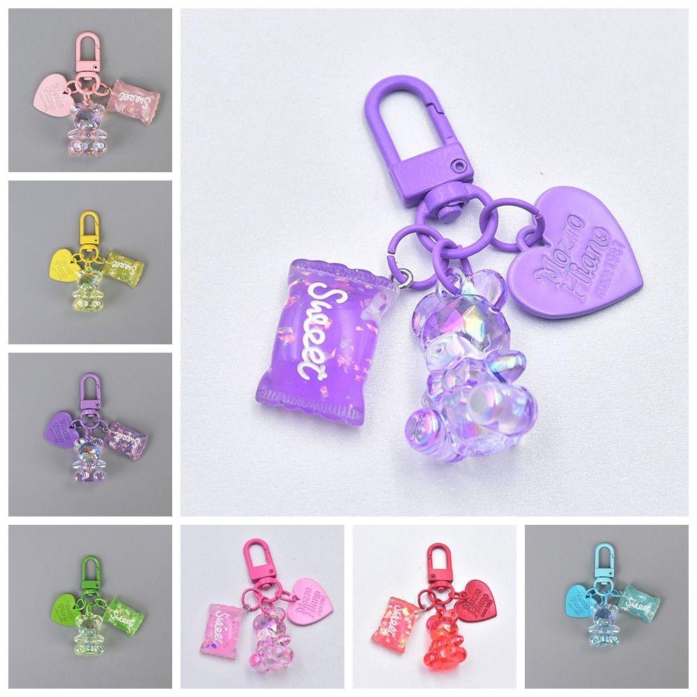 Cartoon Resin Gummy Bear Keychain Candy Color Lovely Bag Pendant Bling Heart Bear Key Ring Lovers purple-style1
Cartoon Resin Gummy Bear Keychain Candy Color Lovely Bag Pendant Bling Heart Bear Key Ring Lovers purple-style1