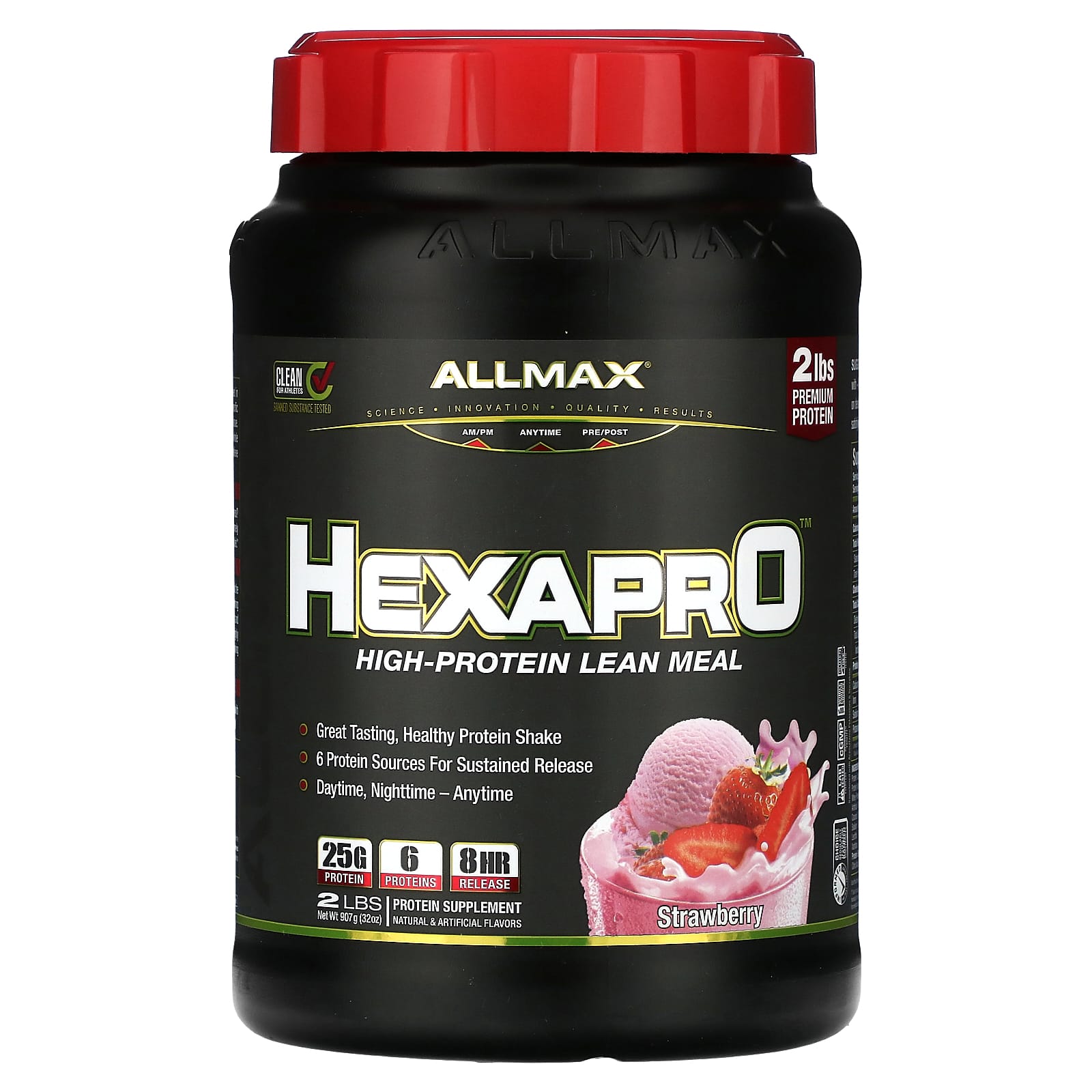 ALLMAX, Hexapro, High Protein Meal Replacement Supplement, Strawberry, 2 lb (907 g)
ALLMAX, Hexapro, High Protein Meal Replacement Supplement, Strawberry, 2 lb (907 g)