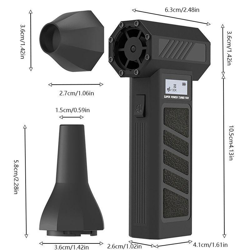 Dual Nozzle Turbo Fan with LED, Brushless Metal Motor & Long Battery Life 41x26x141mm чорний
Dual Nozzle Turbo Fan with LED, Brushless Metal Motor & Long Battery Life 41x26x141mm чорний