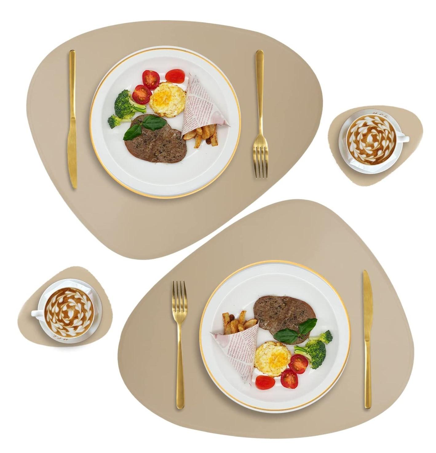 Inyahome Faux Leather Placemats Set of 2 and Coasters Dining Table Waterproof Wipeable Washable Dinner Kitchen Table Mats Pads 2sets
Inyahome Faux Leather Placemats Set of 2 and Coasters Dining Table Waterproof Wipeable Washable Dinner Kitchen Table Mats Pads 2sets