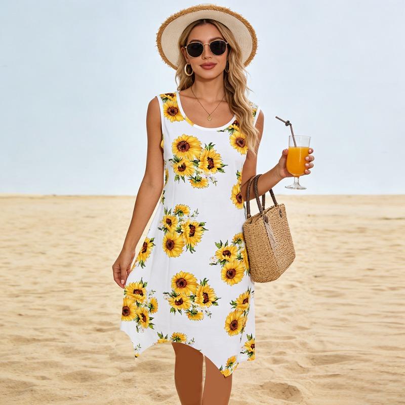 Vacation Style Sunflower Print Dress – Sleeveless Loose Fit Beach Tunic for Women S
Vacation Style Sunflower Print Dress – Sleeveless Loose Fit Beach Tunic for Women S