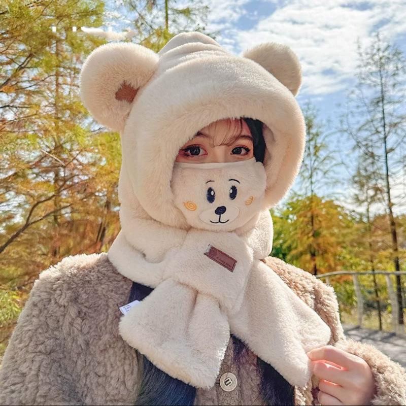 Осенне-зимний плюшевый милый шапка-шарф-маска с медвежонком, женский трехпредметный комплект для велоспорта, ветрозащитный, с защитой ушей и согревающий шею
Осенне-зимний плюшевый милый шапка-шарф-маска с медвежонком, женский трехпредметный комплект для велоспорта, ветрозащитный, с защитой ушей и согревающий шею