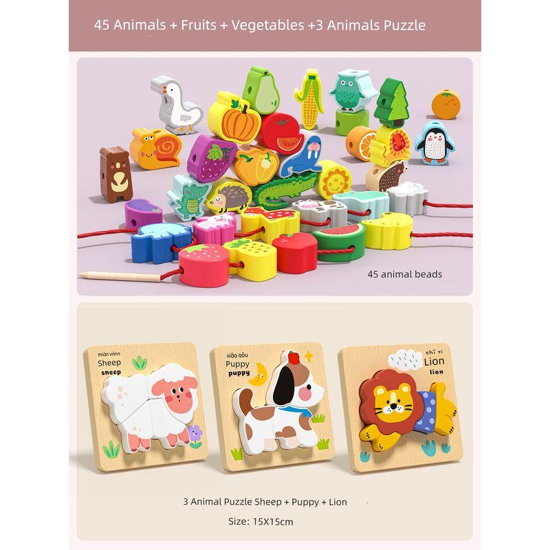 Beaded Kids Toy String Beads Puzzle Concentration Training Fine Action Threading Rope 1 to 3 Years Old Baby s Building Blocks 45 Animal + fruit + vegetables +3 animal puzzles
Beaded Kids Toy String Beads Puzzle Concentration Training Fine Action Threading Rope 1 to 3 Years Old Baby s Building Blocks 45 Animal + fruit + vegetables +3 animal puzzles