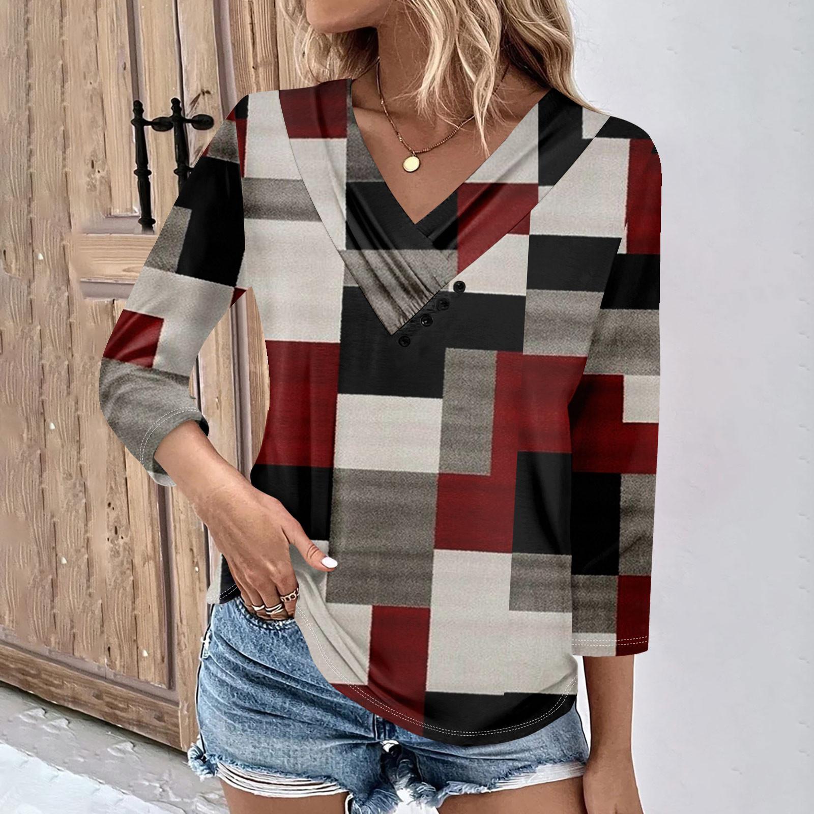 Женские повседневные футболки с рукавом 3/4 для выходных с V-образным вырезом и принтом, свободные плиссированные футболки, женская блузка M винный
Женские повседневные футболки с рукавом 3/4 для выходных с V-образным вырезом и принтом, свободные плиссированные футболки, женская блузка M винный