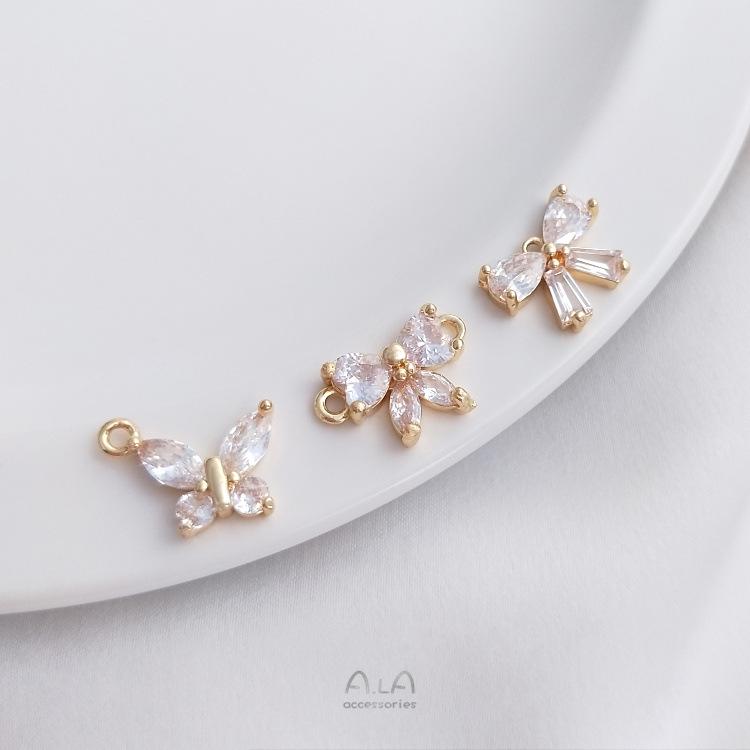 14K Gold Filled Zircon Double Pendant: Butterfly & Bow DIY Charms for Bracelets and Earrings
14K Gold Filled Zircon Double Pendant: Butterfly & Bow DIY Charms for Bracelets and Earrings