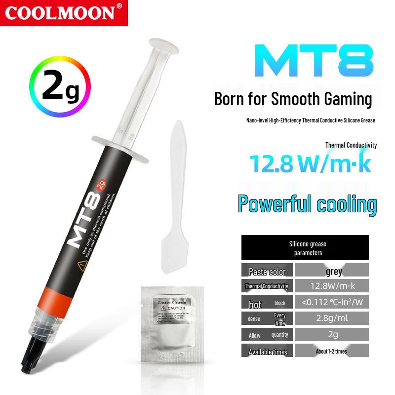 COOLMOON Thermal Conductive Silicone Grease for CPU and Laptop Heatsinks, Available in 2g and 4g.
COOLMOON Thermal Conductive Silicone Grease for CPU and Laptop Heatsinks, Available in 2g and 4g.