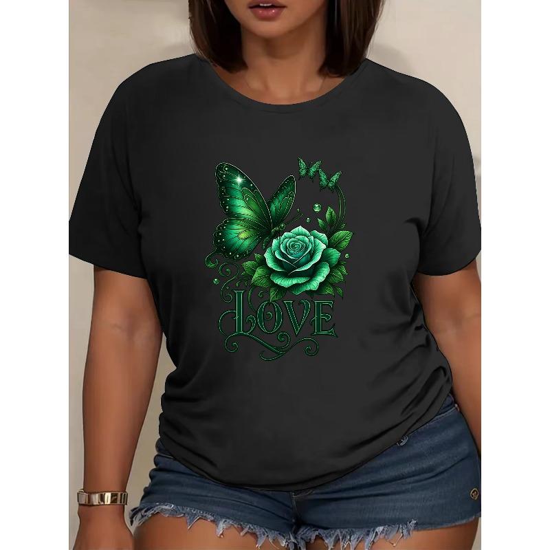 Luminous Emerald Butterfly on Teal Rose with Love Script, Pattern Printed Crew-neck T-shirt, Perfectly Suitable for The Summer and Autumn Seasons. 4XL чорний
Luminous Emerald Butterfly on Teal Rose with Love Script, Pattern Printed Crew-neck T-shirt, Perfectly Suitable for The Summer and Autumn Seasons. 4XL чорний
