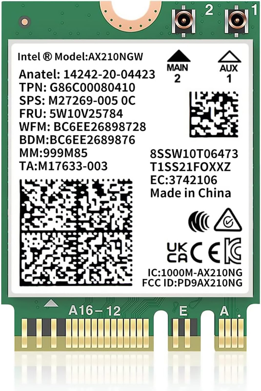 Intel Wi-Fi 6E AX210NGW M.2 WiFi Card with Bluetooth 5.3, 802.11ax, and Windows 10/11 64-bit Support
Intel Wi-Fi 6E AX210NGW M.2 WiFi Card with Bluetooth 5.3, 802.11ax, and Windows 10/11 64-bit Support