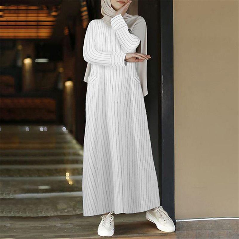 Women s Muslim Maxi Dress Casual Striped Long Sleeve Abaya With Pockets Loose Fit Islamic Long Dress For Daily Wear XXXL білий
Women s Muslim Maxi Dress Casual Striped Long Sleeve Abaya With Pockets Loose Fit Islamic Long Dress For Daily Wear XXXL білий