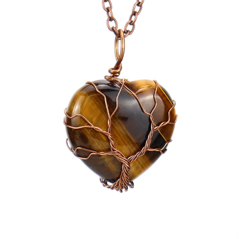 Natural Crystal Stone Tiger Stone Heart-Shaped Love Winding Tree Of Life Pendant Necklace N641
Natural Crystal Stone Tiger Stone Heart-Shaped Love Winding Tree Of Life Pendant Necklace N641