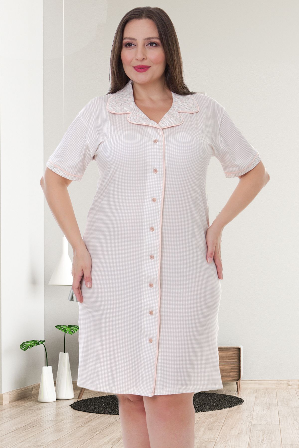 Женская мода ночная рубашка большого размера плюс размер ночная рубашка на пуговицах платье 2XL
Женская мода ночная рубашка большого размера плюс размер ночная рубашка на пуговицах платье 2XL