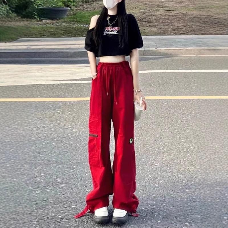 Women s Summer High Street Red Cargo Pants - Wide Leg, Hip Hop Style, Spicy Girl, Casual, Black XL
Women s Summer High Street Red Cargo Pants - Wide Leg, Hip Hop Style, Spicy Girl, Casual, Black XL