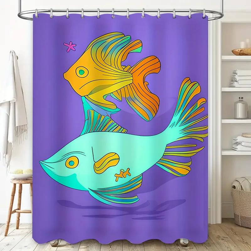 Vibrant Fish Print Shower Curtain Setpurple Background With Orange, Green Blue Tails Decorative Bathroom Fabric Window Treatment W60H190(CM)-1 Pcs
Vibrant Fish Print Shower Curtain Setpurple Background With Orange, Green Blue Tails Decorative Bathroom Fabric Window Treatment W60H190(CM)-1 Pcs