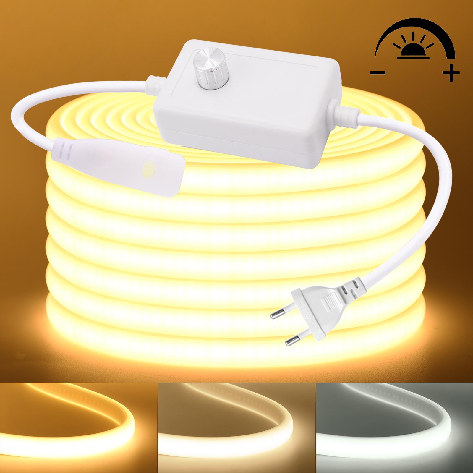COB LED Strip Light With EU Switch/Dimmer Plug 220V 230V 240V Waterproof IP65 Tape Kitchen Cabinet Lamp 3000K 4000K 6000K Ribbon 0.5m
COB LED Strip Light With EU Switch/Dimmer Plug 220V 230V 240V Waterproof IP65 Tape Kitchen Cabinet Lamp 3000K 4000K 6000K Ribbon 0.5m