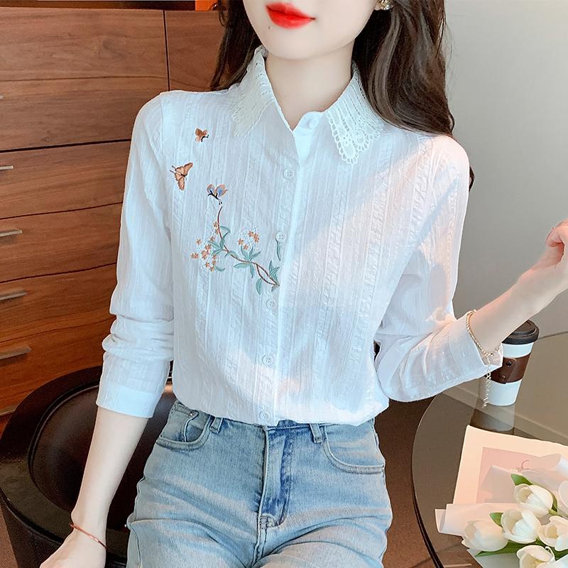 Осень-весна женская хлопковая милая блузка с отложным воротником белая розовая синяя элегантная женская базовая рубашка Blusa с цветочной вышивкой XXL белый
Осень-весна женская хлопковая милая блузка с отложным воротником белая розовая синяя элегантная женская базовая рубашка Blusa с цветочной вышивкой XXL белый