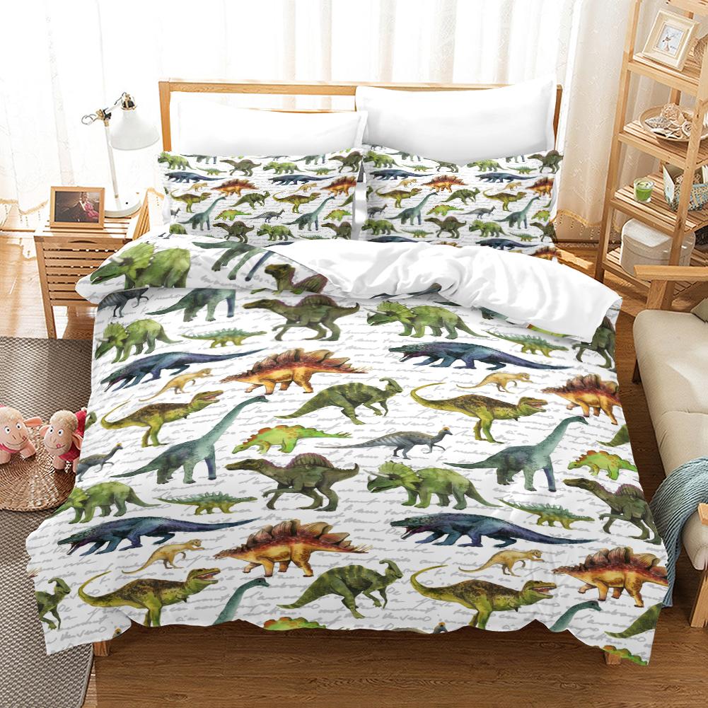 Комплект постельного белья с цифровым принтом в стиле «Динозавр» - полиэстер - Декор для спальни - 1 покрывало + 2 наволочки (нет подушки) 173x229cm