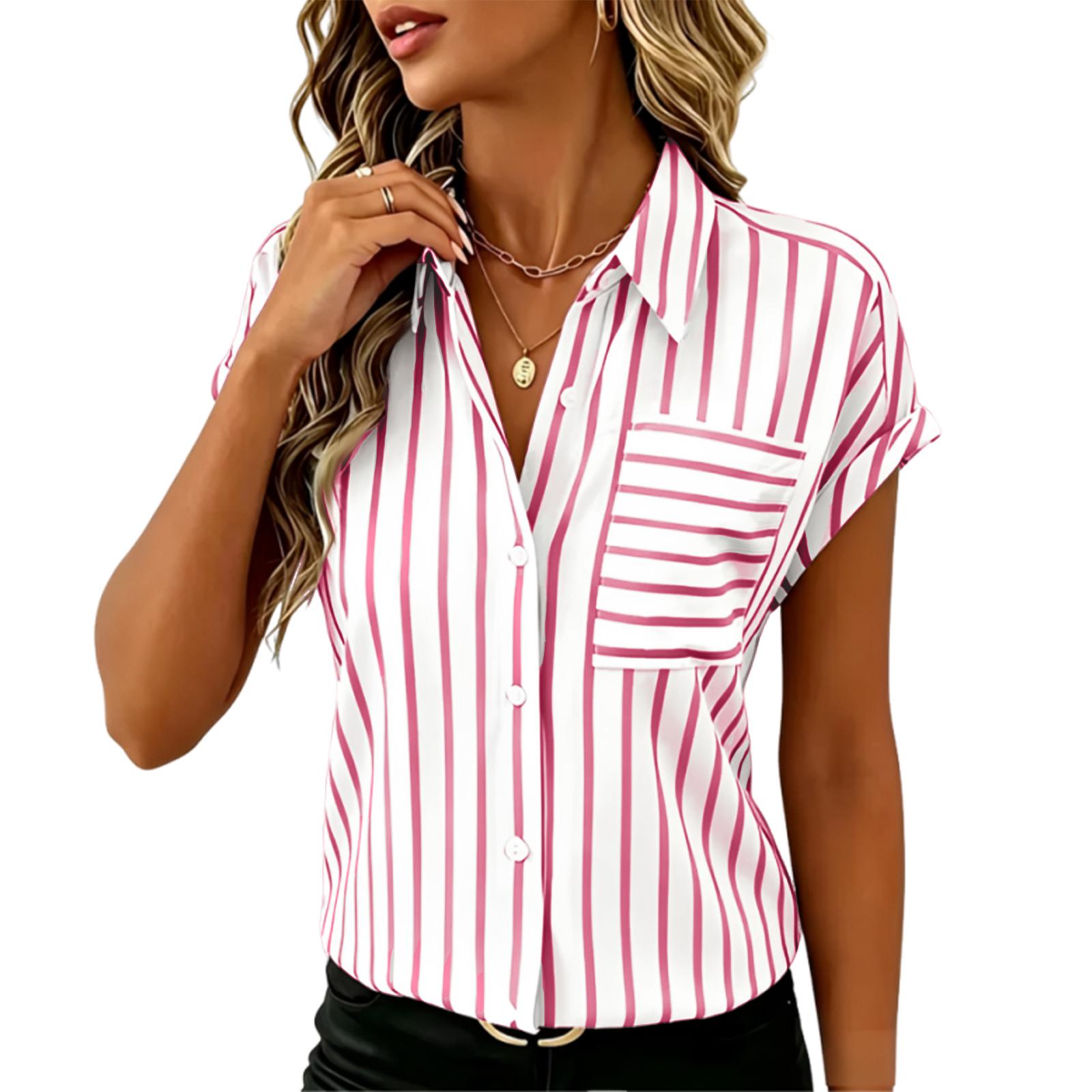 Women s Summer Off Shoulder Sleeve Button Striped Pocket Women s Shirt S рожевий
Women s Summer Off Shoulder Sleeve Button Striped Pocket Women s Shirt S рожевий