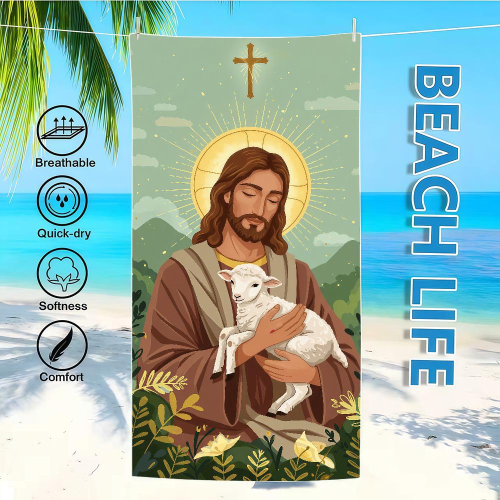 Christ Towel Textile Lamb Bathrobe Jesus Beach Quick-Drying Shepherd Lightweight Portable Camping Swim Pool Travel W40*H60(CM)
Christ Towel Textile Lamb Bathrobe Jesus Beach Quick-Drying Shepherd Lightweight Portable Camping Swim Pool Travel W40*H60(CM)