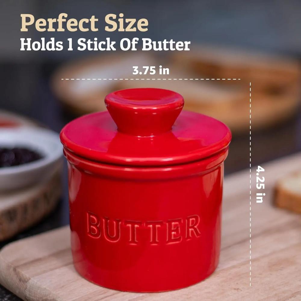 Маслёнка PriorityChef с крышкой с линией воды, керамическая французская маслёнка для хранения на столе, красная красный
Маслёнка PriorityChef с крышкой с линией воды, керамическая французская маслёнка для хранения на столе, красная красный