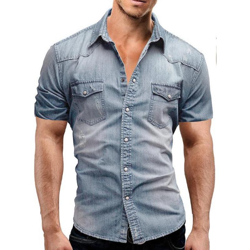Summer Casual Solid Color Men s Denim Short-sleeved Shirt Casual Shirt 3XL
Summer Casual Solid Color Men s Denim Short-sleeved Shirt Casual Shirt 3XL