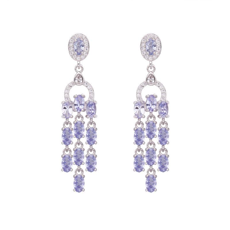 Natural Tanzanite Tassel Earrings S925 Sterling Silver Caibao Earrings Ear Jewelry Factory
Natural Tanzanite Tassel Earrings S925 Sterling Silver Caibao Earrings Ear Jewelry Factory