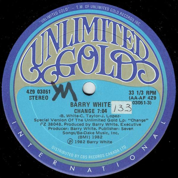 12inch Record BARRY WHITE - Change 4Z903051 Unlimited Gold 1982 Canada Soul/Funk Used
12inch Record BARRY WHITE - Change 4Z903051 Unlimited Gold 1982 Canada Soul/Funk Used